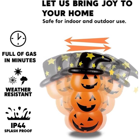 Hierbla 4.25FT Inflatable Halloween Yard Decorations Outdoor Blow Up Pumpkin - Picture 5 of 7